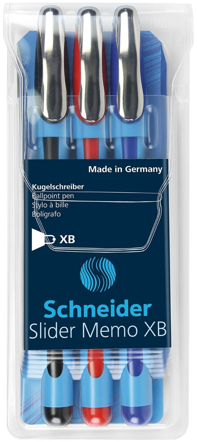 Pix SCHNEIDER Slider Memo XB, rubber grip, accesorii metalice, 3 culori/set - (N, R, A)