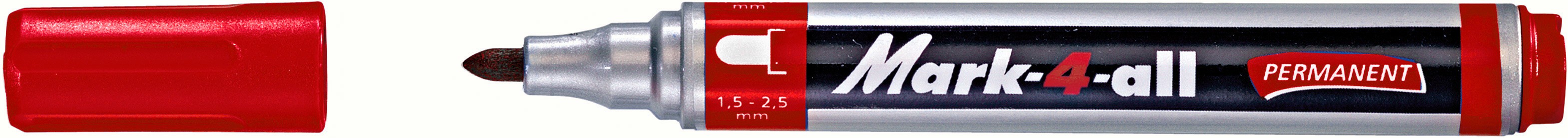 Marker permanent Stabilo Mark-4-All, varf 1.5 - 2.5 mm, rosu