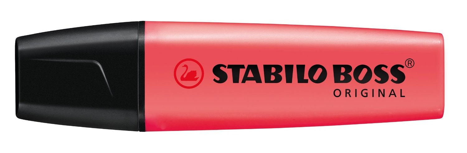 Textmarker Stabilo Boss, varf retezat 2 -5 mm, rosu