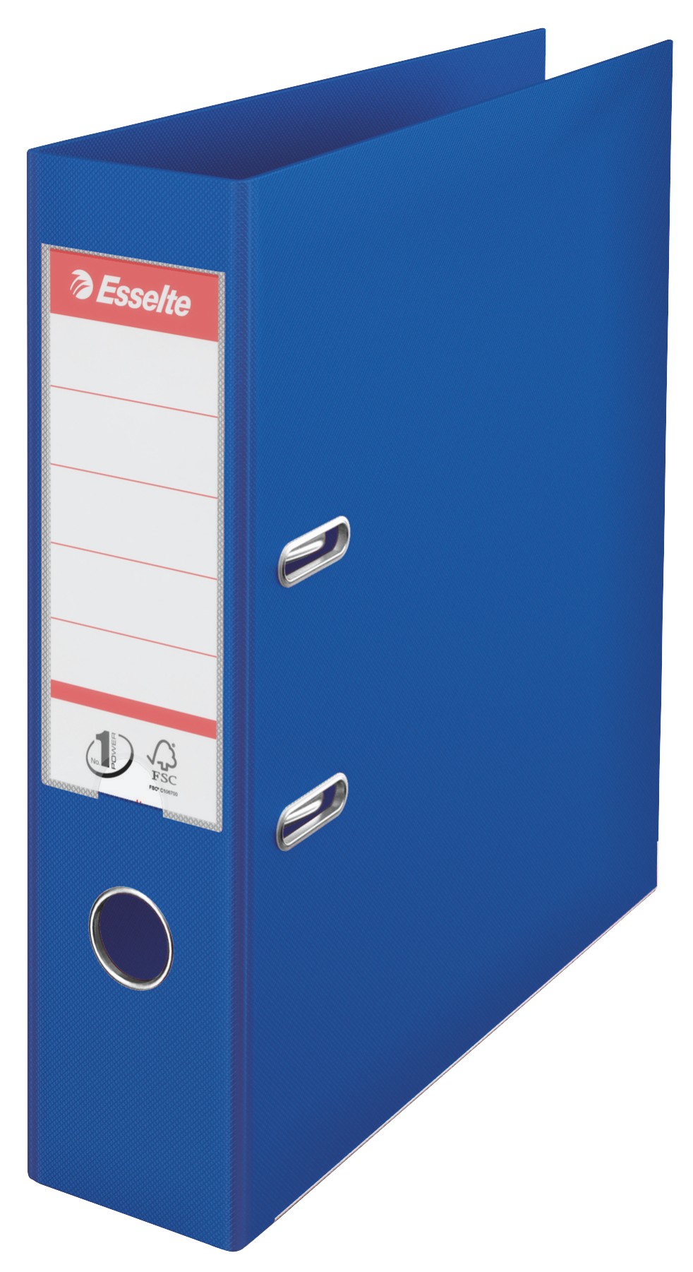 Biblioraft ESSELTE No. 1 Power, A4, plastifiat PP/PP, margine metalica, 75 mm - albastru