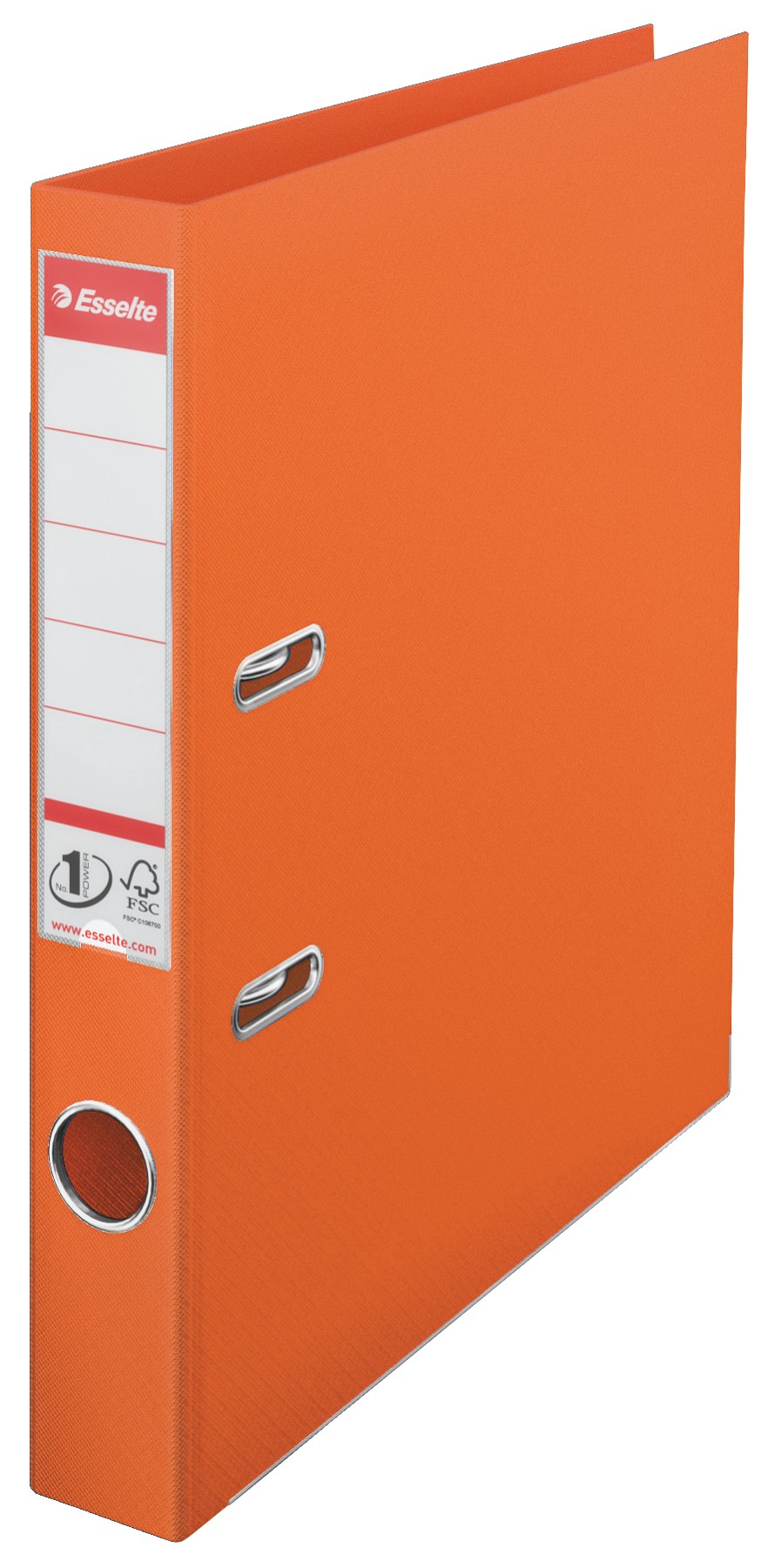 Biblioraft ESSELTE No. 1 Power, A4, plastifiat PP/PP, margine metalica, 50 mm - portocaliu