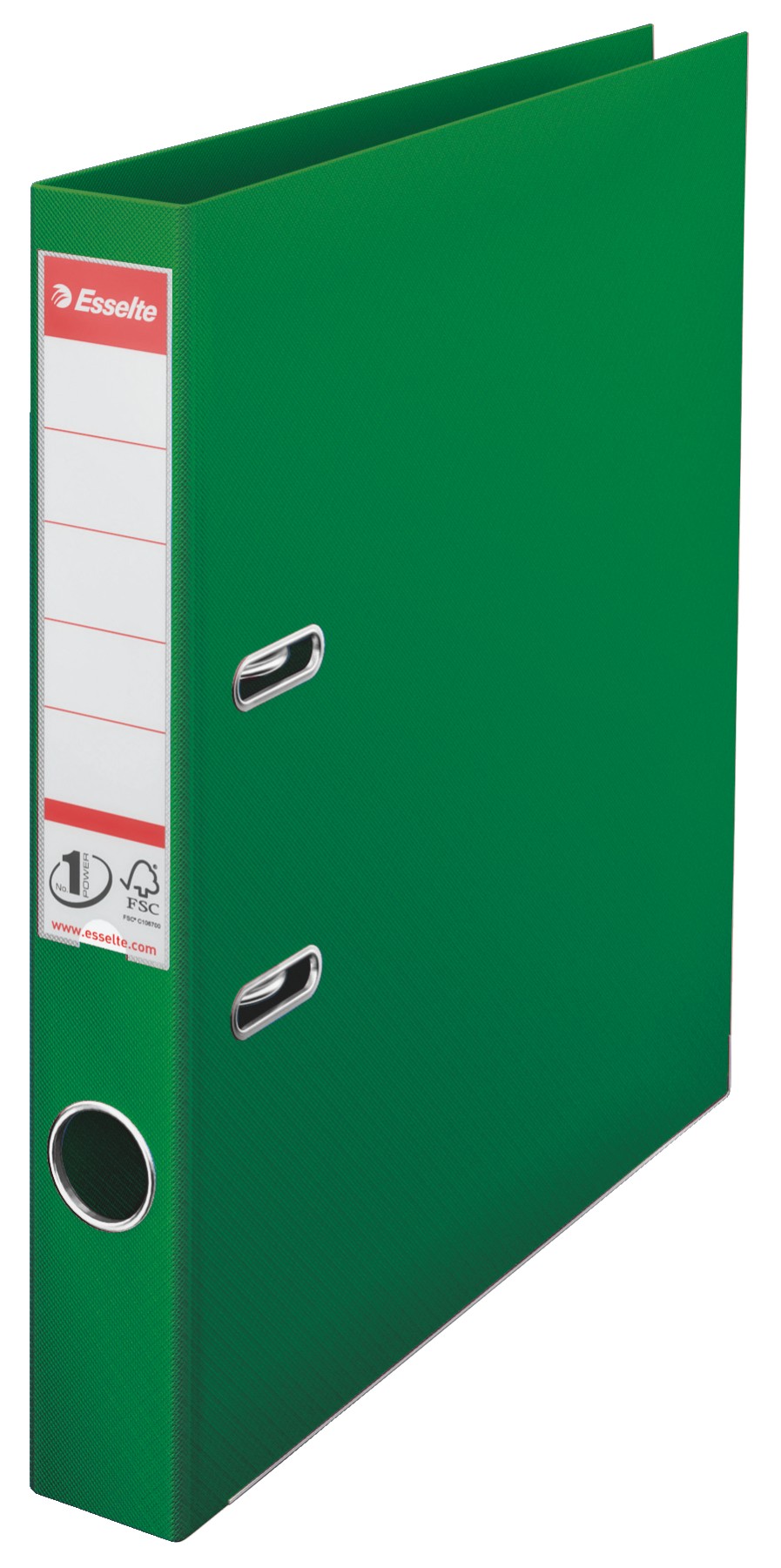 Biblioraft ESSELTE No. 1 Power, A4, plastifiat PP/PP, margine metalica, 50 mm - verde