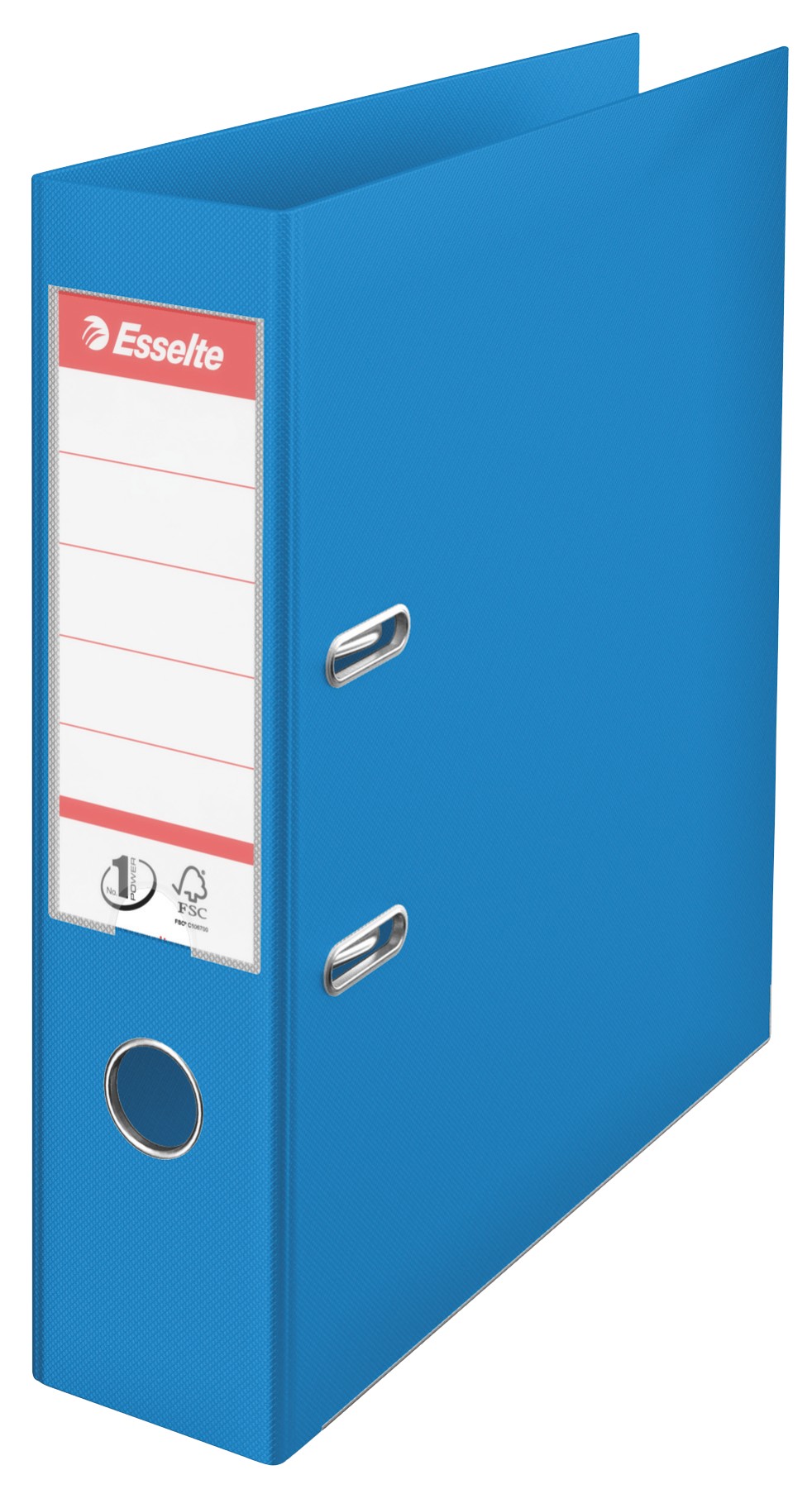 Biblioraft ESSELTE No. 1 Power, A4, plastifiat PP/PP, margine metalica, 75 mm - Vivida albastru