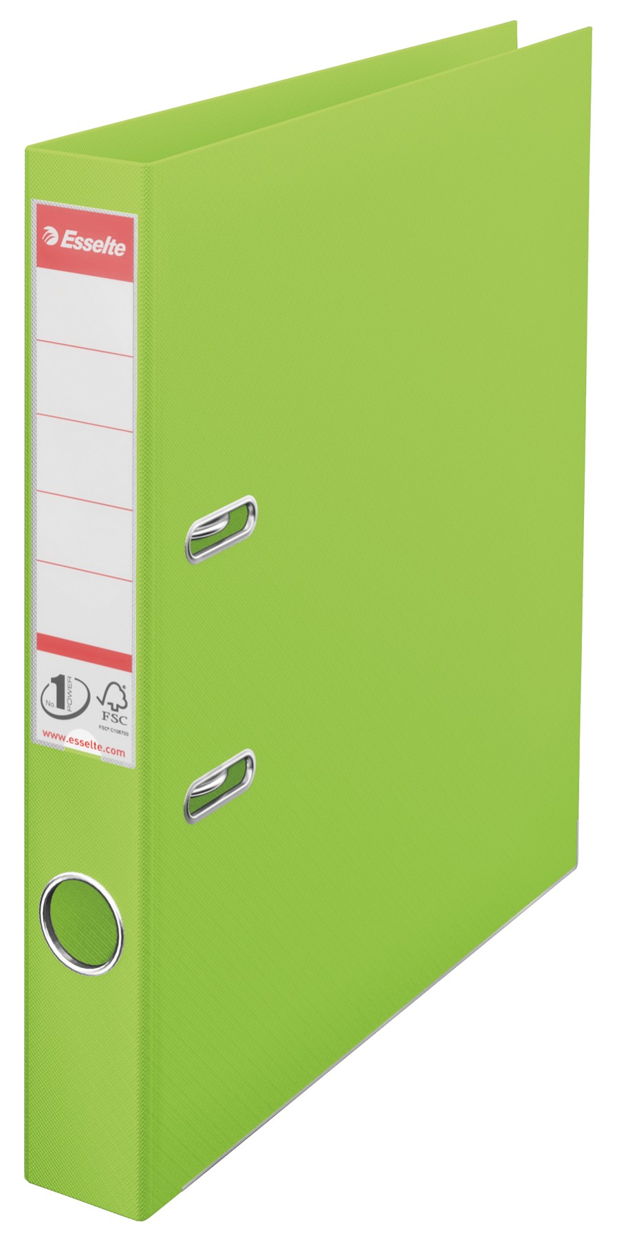 Biblioraft ESSELTE No. 1 Power, A4, plastifiat PP/PP, margine metalica, 50 mm - Vivida verde