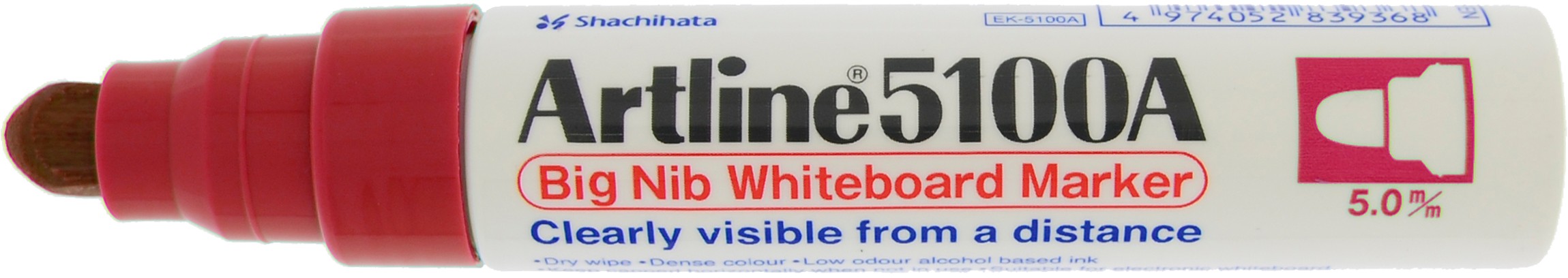Marker pentru tabla de scris ARTLINE 5100A, corp metalic, varf rotund 5.0mm - rosu