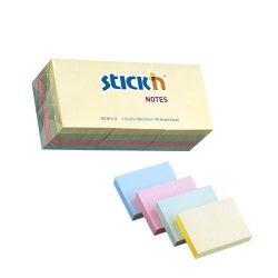 Notes autoadeziv 38 x 51 mm, 12 x 100 file/set, Stick"n - 3 culori pastel