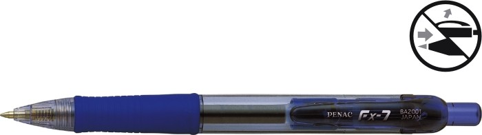 Pix cu gel PENAC FX-7, rubber grip, 0.7mm, corp transparent albastru - scriere albastra