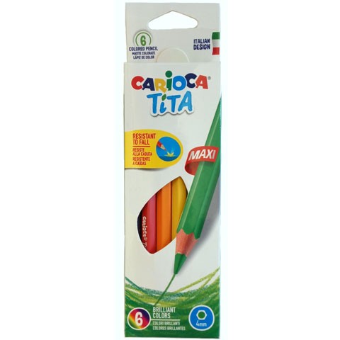 Creioane colorate CARIOCA Tita, hexagonale, flexibile, 6 culori/cutie