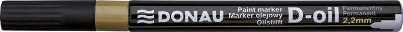 Marker permanent, Donau, cu vopsea, corp metalic, vf.rotund,2.2mm, auriu