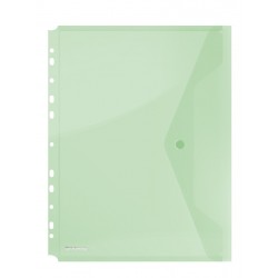 Folie protectie documente A4 portret, inchidere cu capsa, 4/set, 200 microni, DONAU - verde transp