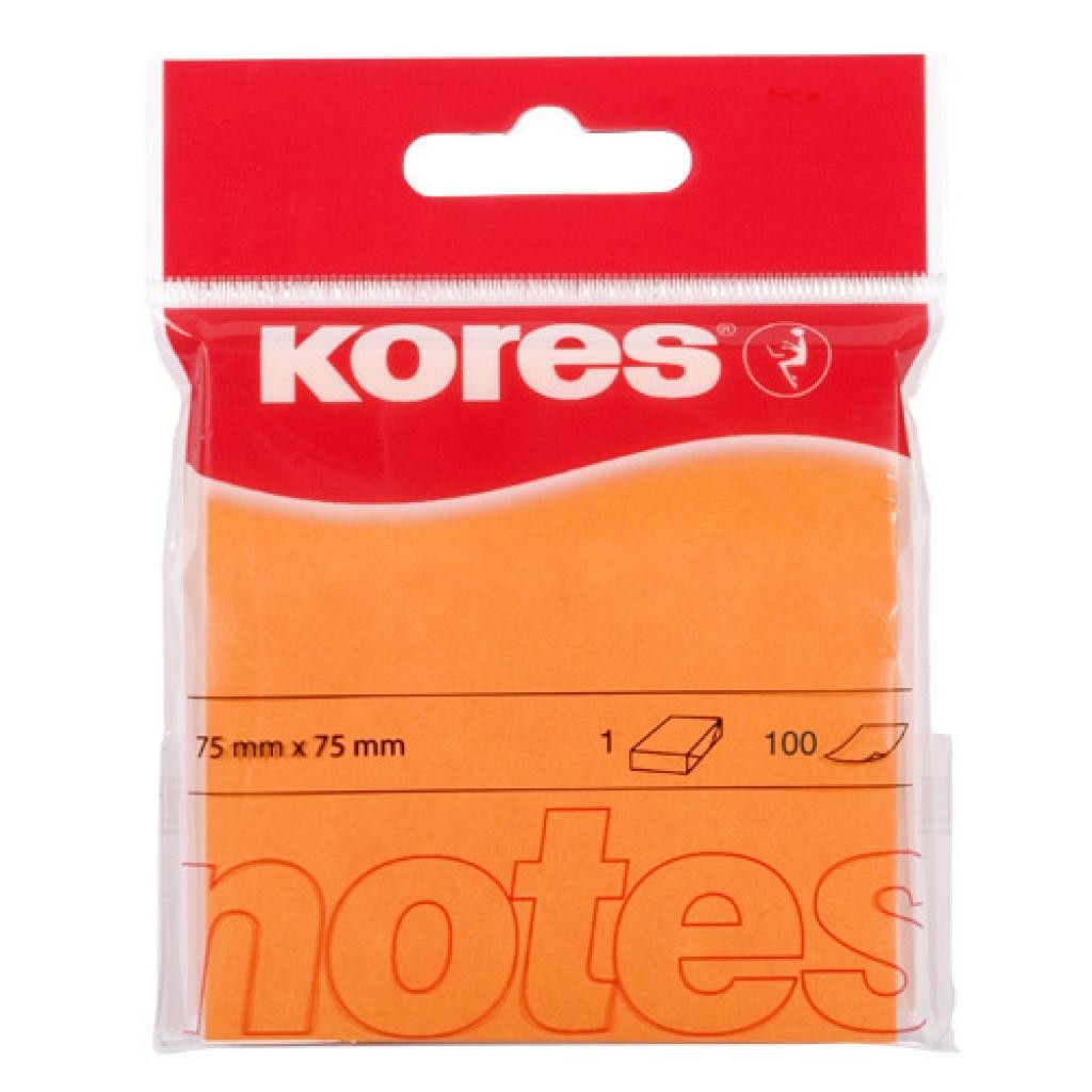 Notite autoadezive Kores, 75 x 75 mm, 100 file/bucata, portocaliu