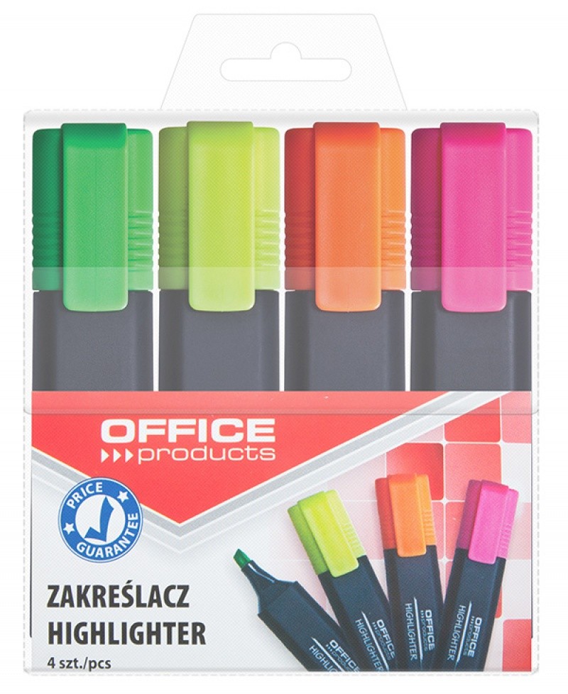 Textmarker varf lat, Office Products - 4 culori/set