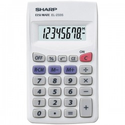 Calculator de buzunar, 8 digits, 103 x 60 x 8 mm, SHARP EL-233S - alb