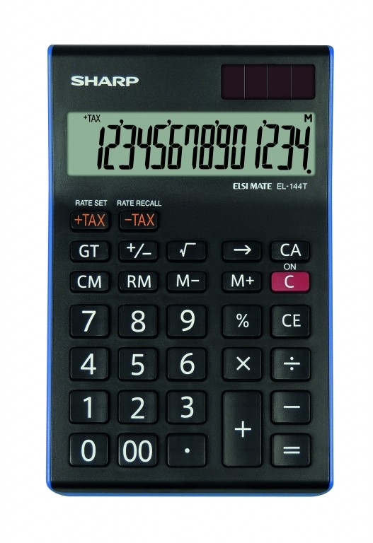 Calculator de birou, 14 digits, 155 x 97 x 12 mm, SHARP EL-144TBL - negru