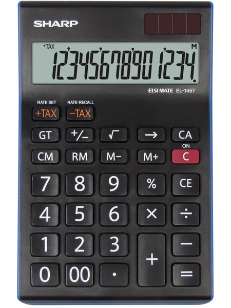 Calculator de birou, 14 digits, 176 x 112 x 13 mm, SHARP EL-145TBL - negru