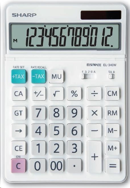 Calculator de birou, 12 digits, 189 x 127 x 18 mm, SHARP EL-340W - alb