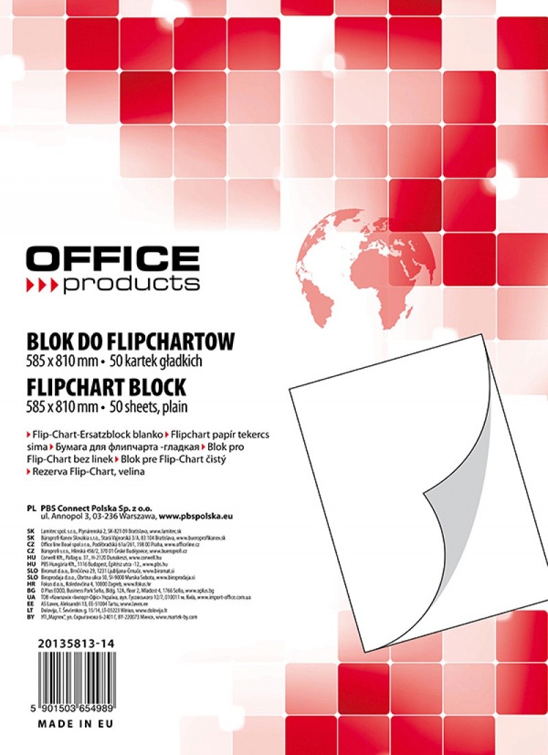Rezerva hartie pentru flipchart, 70g/mp, 58.5x81cm, 50coli/top, Office products - velina