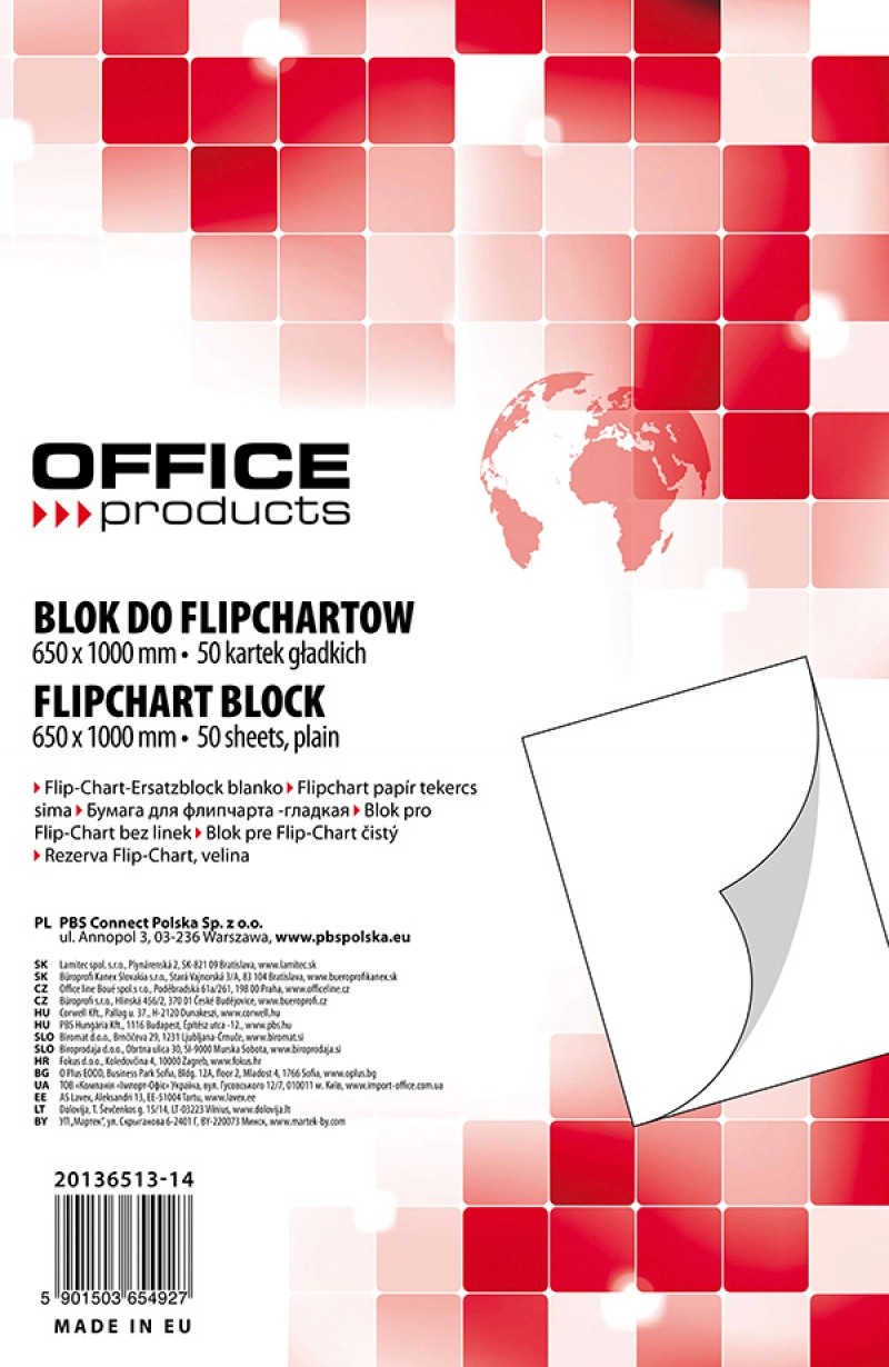 Rezerva hartie pentru flipchart, 70g/mp, 65x100cm, 50coli/top, Office products - velina