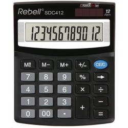 Calculator de birou, 12 digits, 125 x 100 x 27 mm, Rebell SDC 412 - negru