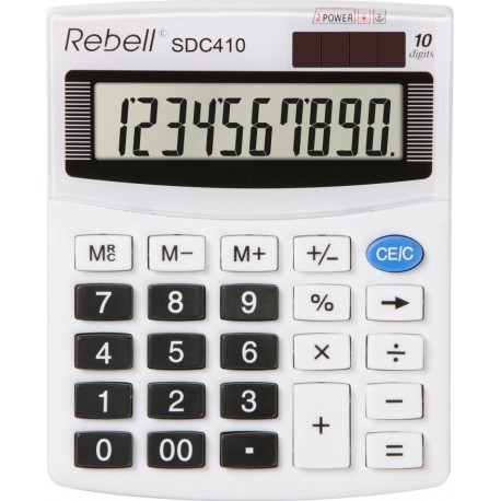 Calculator de birou, 10 digits, 125 x 100 x 27 mm, Rebell SDC 410 - alb