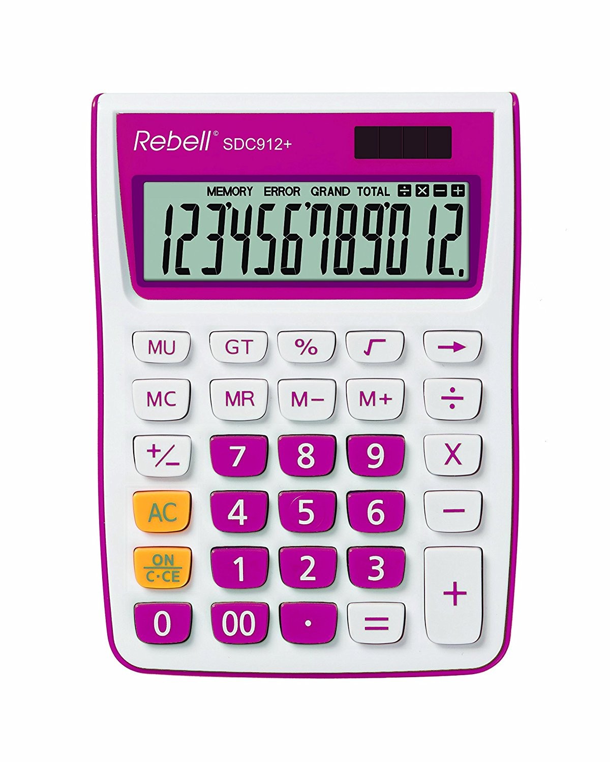 Calculator de birou, 12 digits, 145 x 104 x 26 mm, Rebell SDC 912 - alb/roz