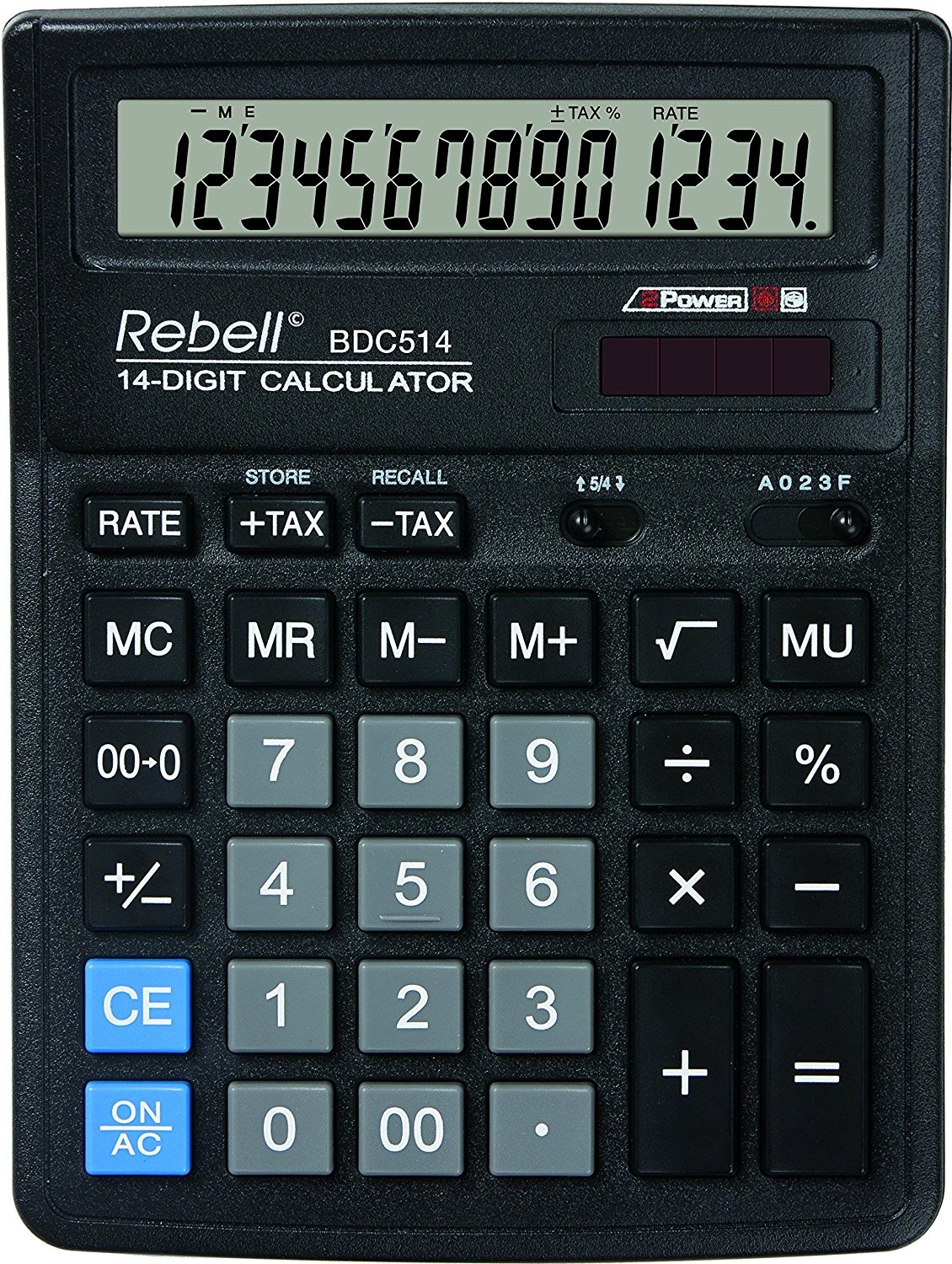 Calculator de birou, 14 digits, 193 x 143 x 38 mm, Rebell BDC 514 - negru
