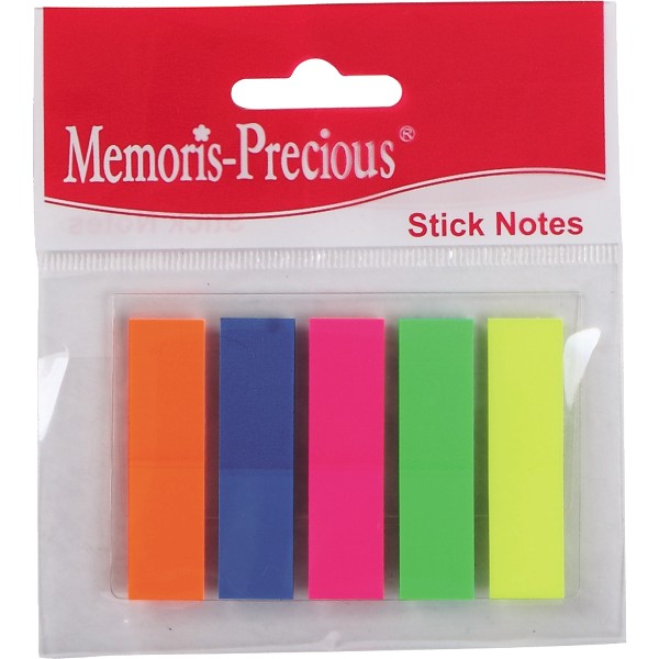 Index Memoris-Precious, autoadeziv, plastic, 12 x 45 mm, 5 culori/set, 25 file/culoare
