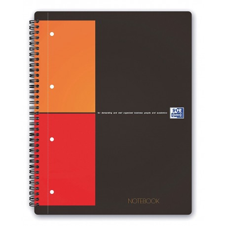 Caiet cu spirala A4 , OXFORD Int. Notebook, 80 file-80g/mp, 4 perf., coperta carton rigid - mate