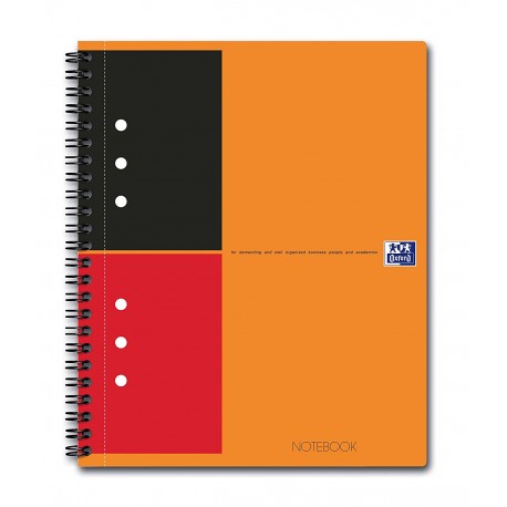 Caiet cu spirala A5 , OXFORD Int. Notebook, 80 file-80g/mp, 10 perf., coperta carton rigid - dictando