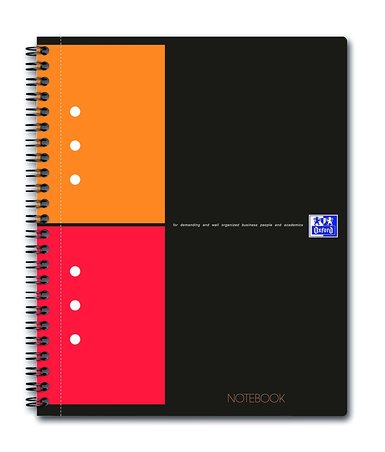 Caiet cu spirala A5 , OXFORD Int. Notebook, 80 file-80g/mp, 10 perf., coperta carton rigid - mate