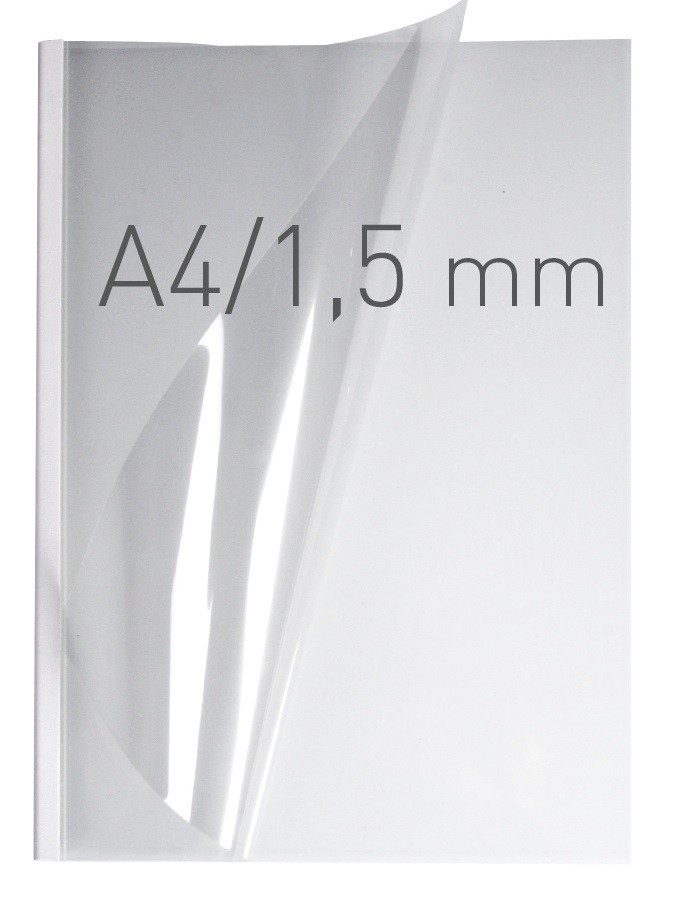 Coperti plastic PVC cu sina metalica 1.5mm, OPUS Easy Open - transparent cristal/alb