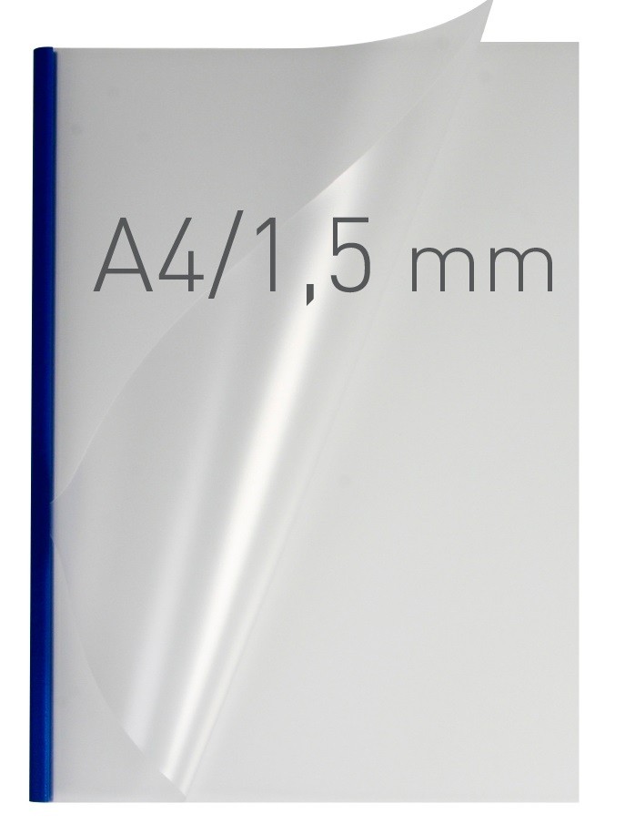 Coperti plastic PVC cu sina metalica 1.5mm, OPUS Easy Open - transparent mat/albastru