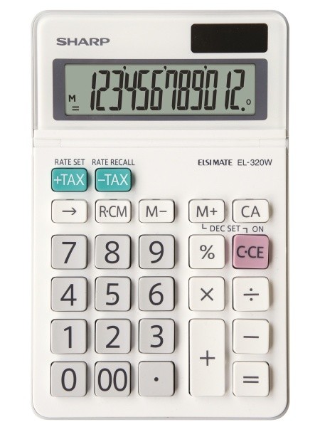 Calculator de birou, 12 digits, 153 x 97 x 18 mm, SHARP EL-320W - alb