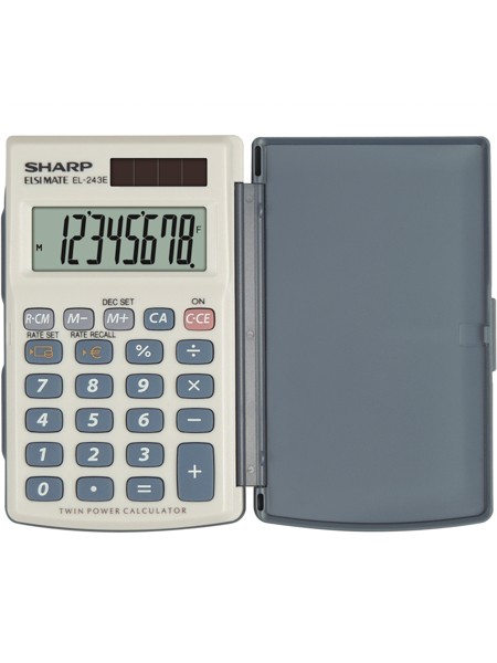 Calculator de buzunar, 8 digits, 105 x 64 x 11 mm, conversie, capac din plastic, SHARP EL-243SB - grI