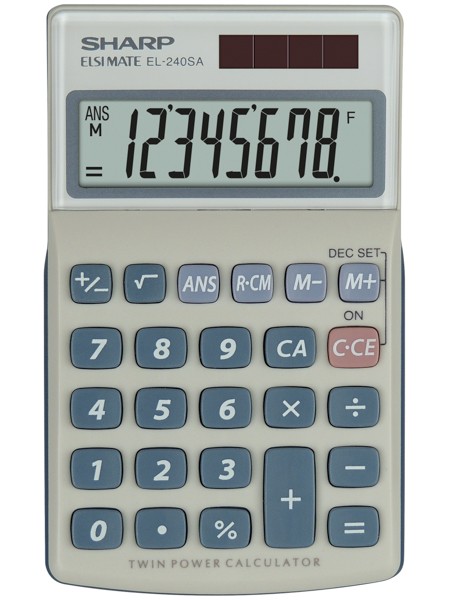 Calculator de buzunar, 8 digits, 116 x 71 x 17 mm, SHARP EL-240SAB - gri