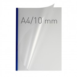 Coperti plastic PVC cu sina metalica 10mm, OPUS Easy Open - transparent mat/albastru