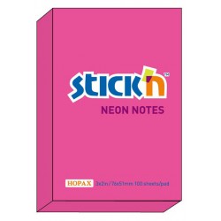 Notes autoadeziv 76 x 51 mm, 100 file, Stick"n - magenta neon