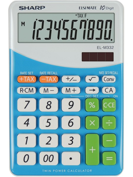 Calculator de birou, 10 digits, 149 x 100 x 27 mm, SHARP EL-M332BBL - gri/bleu