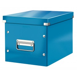 Cutie depozitare LEITZ WOW Click & Store, carton laminat, Cub, medie, albastru