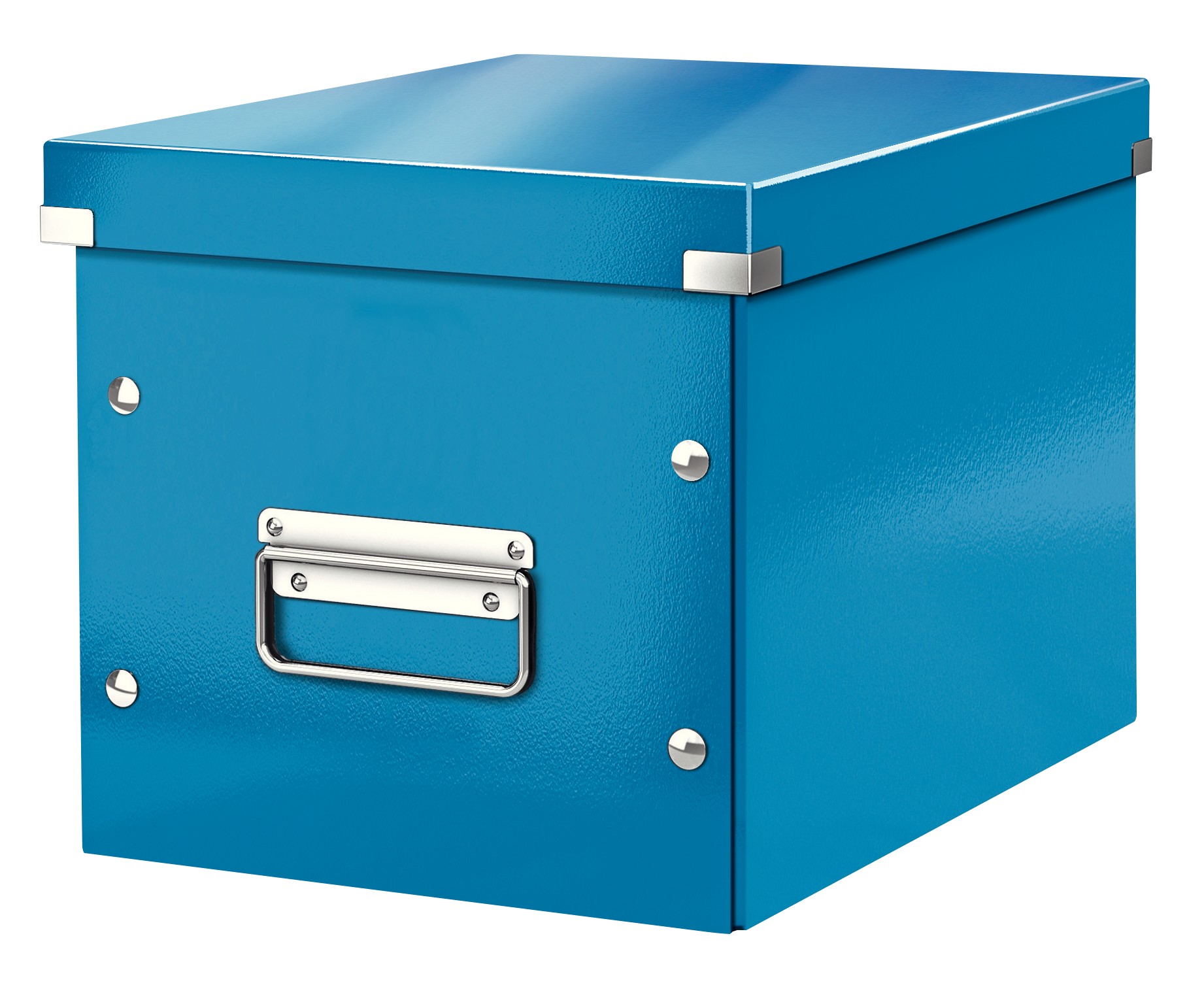 Cutie depozitare LEITZ WOW Click & Store, carton laminat, Cub, medie, albastru