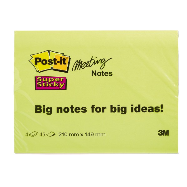 Notite adezive Post-it Super Sticky, dimensiune 210 x 149 - 45 file/bucata, 3 bucati/set