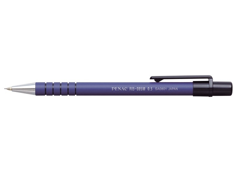 Creion mecanic PENAC RB-085M, rubber grip, 0.5mm, con si varf metalic - corp albastru