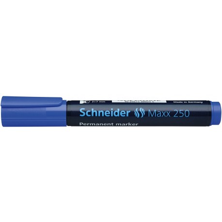 Permanent marker SCHNEIDER Maxx 250, varf tesit 2-7mm - albastru