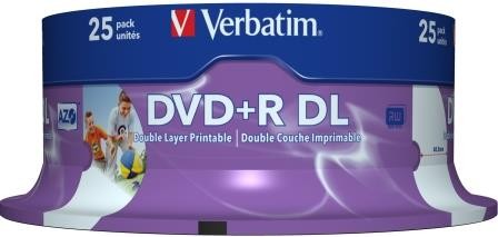 DVD+R Verbatim Double Layer Wide Inkjet Printable, 25 buc/set