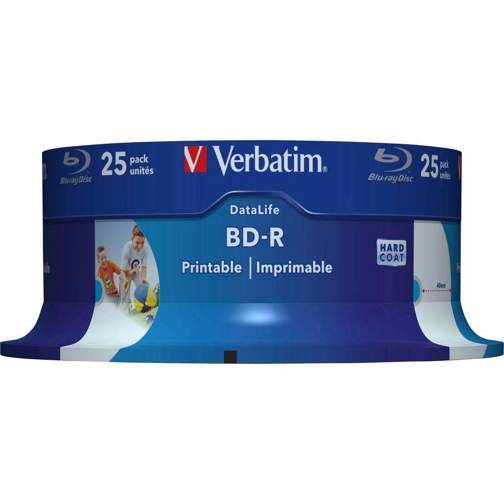 BD-R Verbatim SL Datalife 25GB* 6x Wide Inkjet Printable 25 Pack Spindle, 25 buc/set
