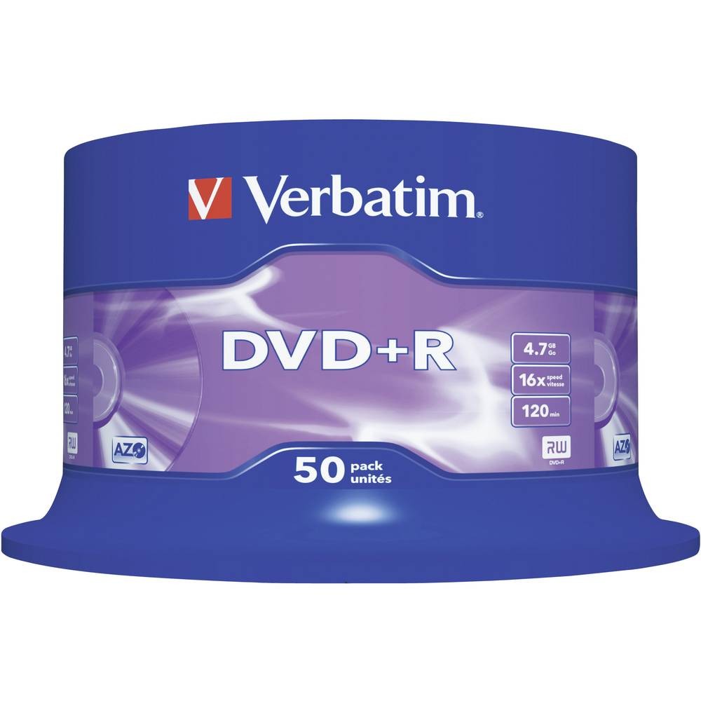 DVD+R Verbatim SL 16X 4.7GB Spindle Matt Silver, 50 buc/set