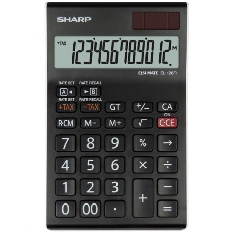 Calculator de birou, 12 digits, 155 x 97 x 12 mm, dual power, SHARP EL-126RWH - negru/alb