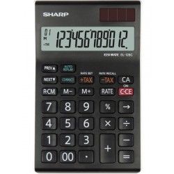 Calculator de birou, 12 digits, 155 x 97 x 12 mm, dual power, SHARP EL-128CWH - negru/alb
