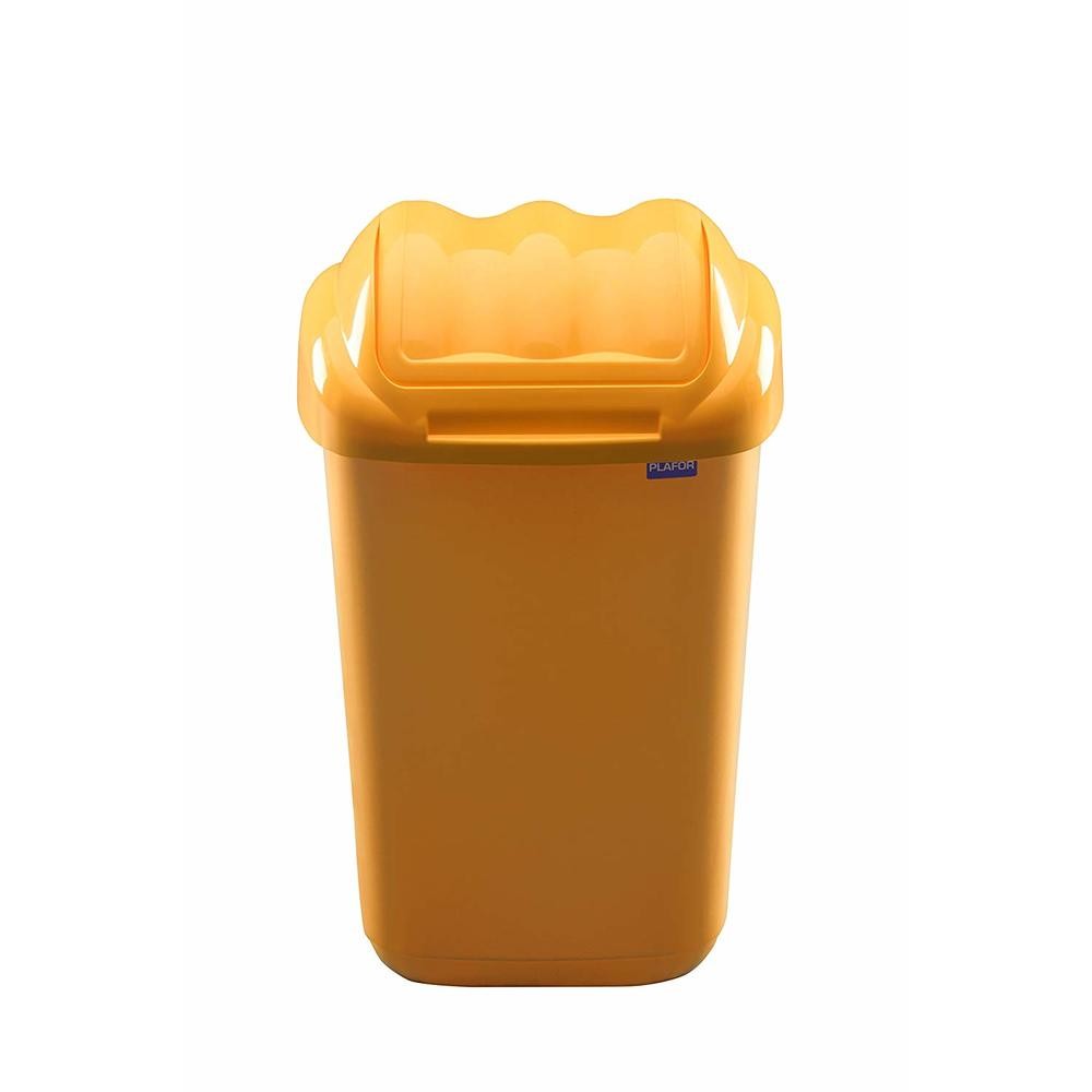 Cos plastic cu capac batant, pentru reciclare selectiva, capacitate 50l, PLAFOR Fala - galben