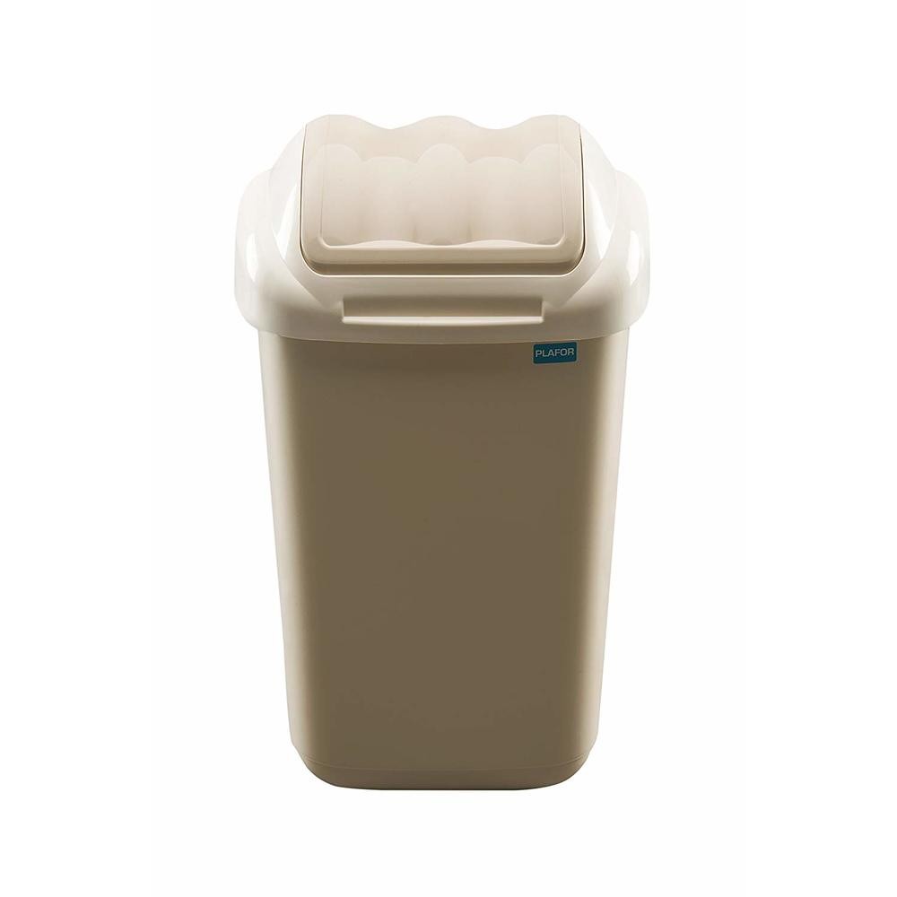 Cos plastic cu capac batant, pentru reciclare selectiva, capacitate 50l, PLAFOR Fala - cappuccino